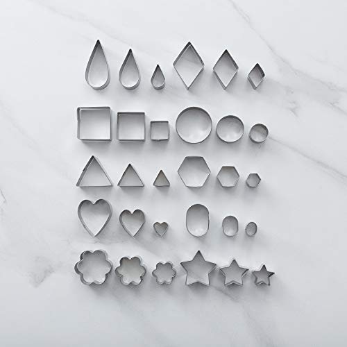 Beyond 280 Mini Tiny Stainless Steel Cookie Cutters, Geometric Shapes Heart Star Circle For One-Bite Cookies, Cake Décor, Fondant Biscuit (30 Pcs) #TOP3