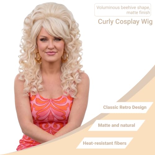 70s 80s Long Curly Blonde Wig  - image 3