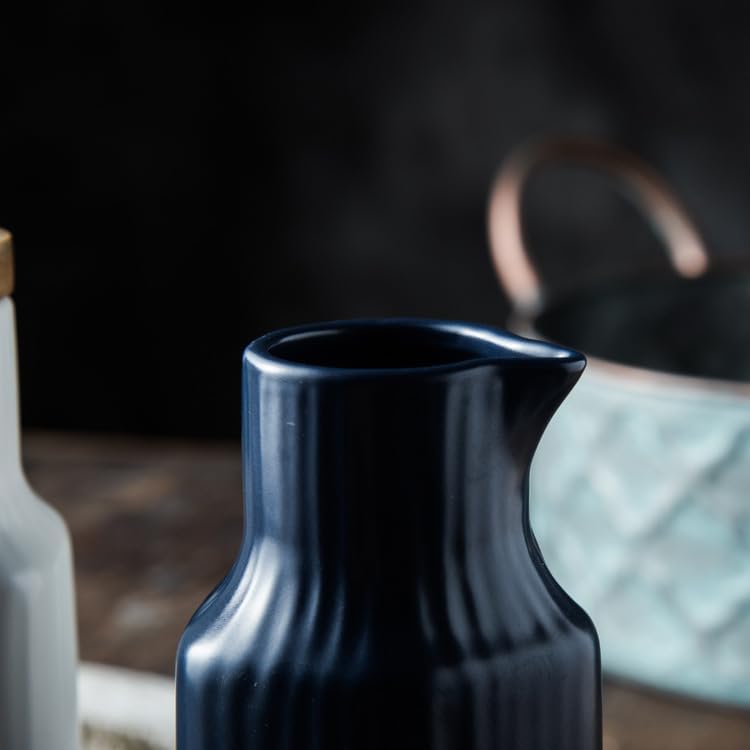 1-3pcs 400ml Ceramic Oil Dispenser Bottle with Wooden Lid No Drip Oil Vinegar Cruet for Kitchen Soy Sauce Dispenser Olive Oil Pot