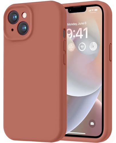 Image of LOVE 3000 Designed for iPhone 14 Case, Premium Silicone with [Soft Anti-Scratch Microfiber Lining] Shockproof Protective Phone Case for Men Women Girls 6.1 inch, Caramel