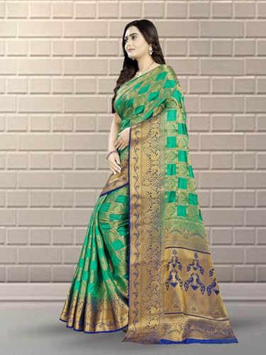 Image of Women's Banarasi Silk With Jacquard Print Saree With Blouse