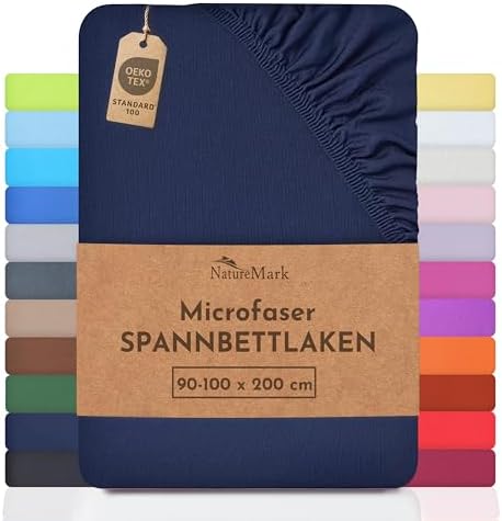 NatureMark - Mikrofaser SPANNBETTLAKEN zum Sparpreis! viele Größen und Farben Markenware (90x200-100x200 cm, Navy blau)