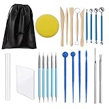 Langqun Polymer Clay Tools Set,24pcs Pottery Tools Kit,Dotting Tools,Ceramic Supplies for Kids and A