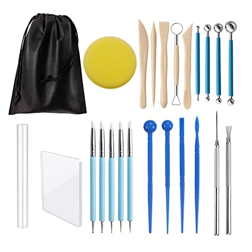 Langqun Polymer Clay Tools Set,24pcs Pottery Tools Kit,Dotting Tools,Ceramic Supplies for Kids and Adults,Sculpting,Modeling,Shaping