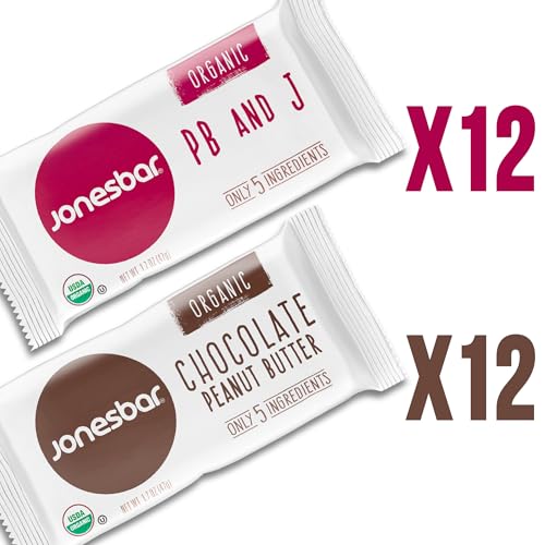 JONESBAR Organic Plant Based Protein Bars | Best Sellers, 24 Bars| Fruit & Nut Bar, Kosher, Gluten Free, Breakfast Bars, School Snacks, Vegan Snack & Healthy Snacks for Adults and Kids (Pack of 24) — view 3