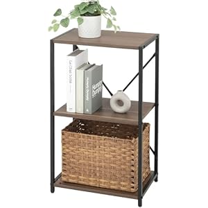 ドウシシャ すっきり収納 フリーラック ブラウン 3段 木目×スチール 幅43.5 × 奥行30 × 高さ72cm SS45-3BR オープンシェルフ 北欧風デザイン 省スペース収納棚 リビング・キッチン・玄関に最適 組み立て簡単