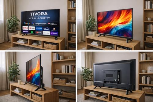 TIVORA 32 Inch Full HD Android Smart LED TV | Frameless Design | 20W Speakers | Built-in Wi-Fi 5 413IBE7STbL