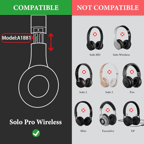 Almohadillas de repuesto Geekria compatibles con auriculares Beats Solo Pro (A1881), cojines para orejas (marfil) miniatura 6