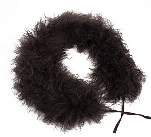 Reissner Lammfelle langflorige Kurz Boa Stola aus 100% Tibet Lammfell Farbe dunkelbraun JAY35 Boa-75