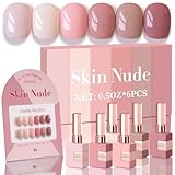 Double Rhythm 6 Pcs 15 ML Gel Polish Set Same Color Same Bottle Soak Off Gel Polish Kit Nail Art Manicure Salon DIY at Home for Women (Light Dark Nude Pink Beige-T6-17)
