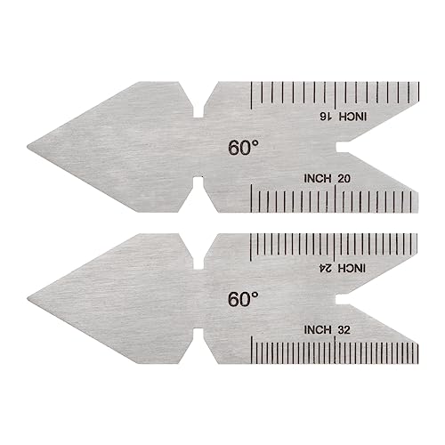 QUARKZMAN 2Uds Centro Calibre 60° US Estándar Rosca Corte Ángulo Calibre, Acero Inoxidable Torno Corte Herramienta, Rosca Paso Incremento 14/20/24/32thd