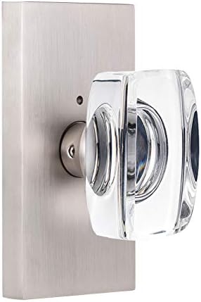HIEMEY Glass Door Knobs Interior, Crystal Door Knobs with Lock, Privacy Bedroom/Bathroom Door Knob, Brushed Nickel, Classic and Modern, BS-012