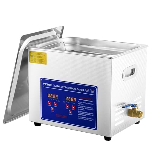 Professional Ultrasonic Cleaner 10L/2.5 Gal, Easy to Use with Digital Timer & Heater, Stainless Steel Industrial Machine for Jewelry Dentures Small Parts, 110V, FCC/CE/RoHS Certified
