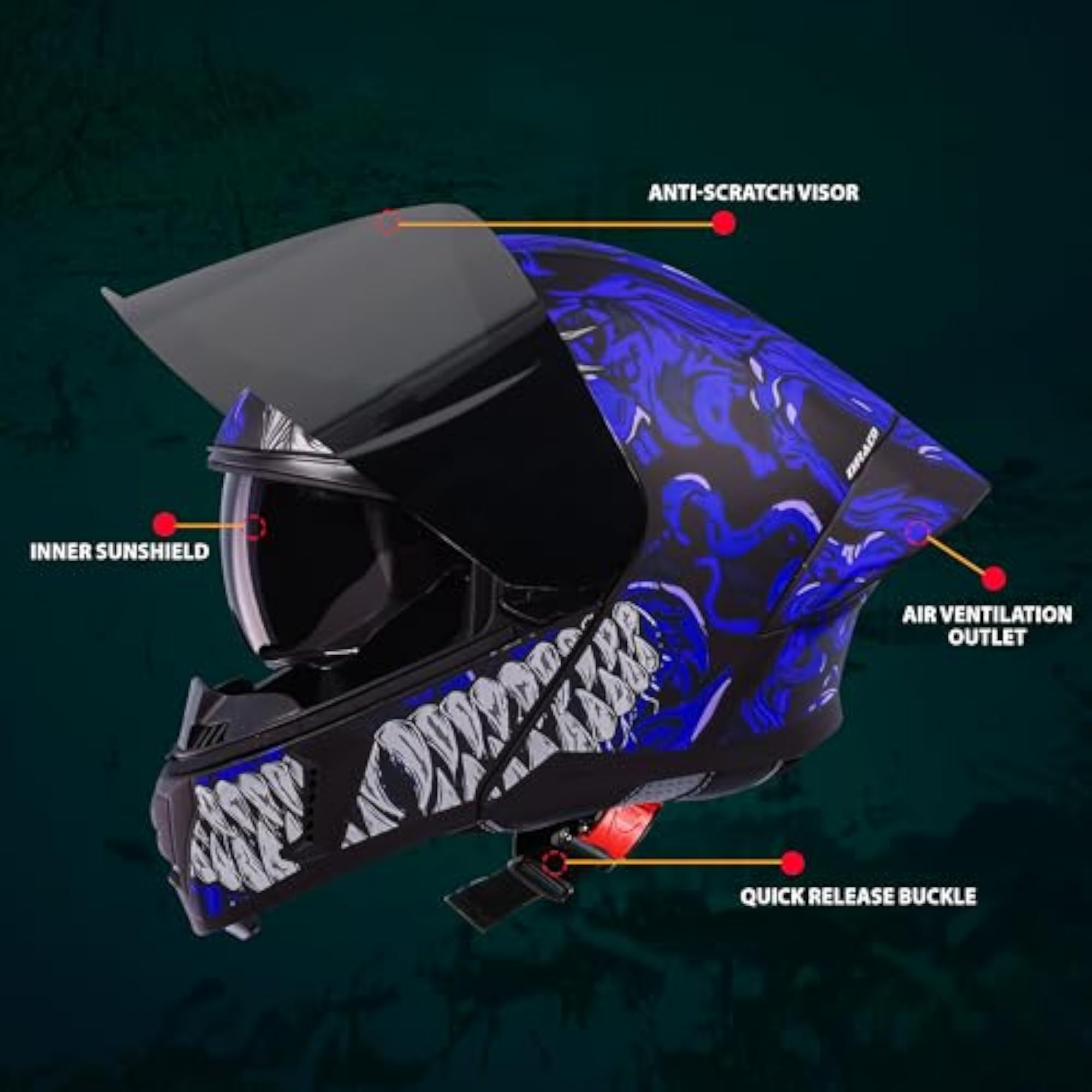SBA-20 Draco ISI Flip-Up Helmet with Skull Cup