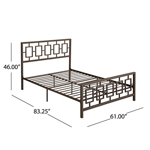 Christopher Knight Home Dawn Queen-Size Geometric Platform Bed Frame, Iron, Modern, Low-Profile, Hammered Copper #TOP5