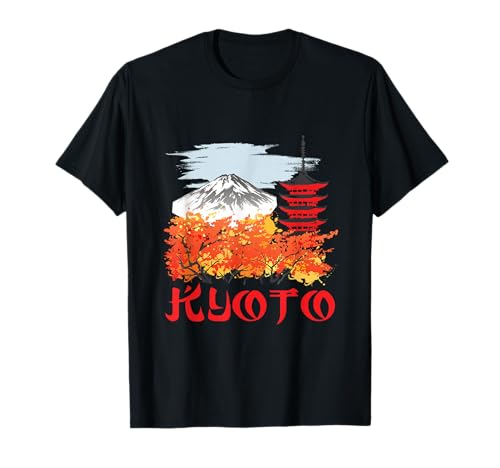 Kyoto Horizonte Montaña Otoño Paisaje Vintage Japón Viajes Camiseta