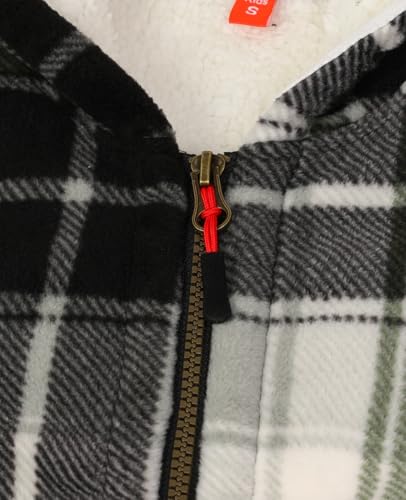 ThCreasa Kids Sherpa Fleece Lined Hoodie Jacket,Zip-Up Hooded Plaid Sweatshirt Jackets4