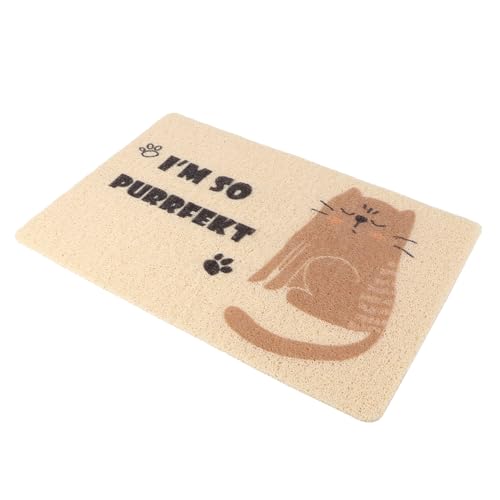 HYTROVE 1ピーシーペット用 食事マット 防滑機能付き 製 猫砂マット 耐久性