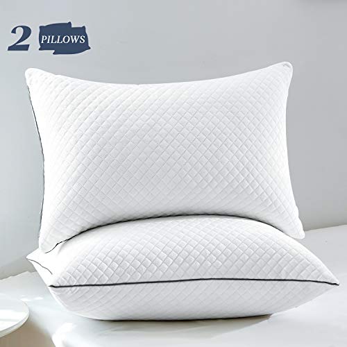 GOHOME Adjustable Bed Pillows for Sleeping 2 Pack, Soft Velvet Fabric Hotel Pillows