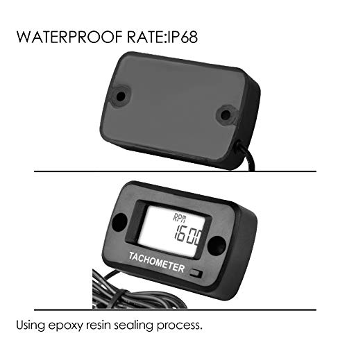 Jayron Lcd Digital Gasoline Inductive Tachometer Hour Meter Gauge Waterproof For Motorcycle Motocross Lawn Mower Snowblower Generator Scooter Chainsaw #TOP4