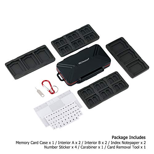 Image of PROfezzion 48 Slots Universal Weatherproof Memory Card Carrying Case Anti-Shock Storage Holder for SD Micro SD CF Cfast XQD Nano Sim Huawei Nano Memory MSD TF CompactFlash Cfexpress SDXC SDHC Cards
