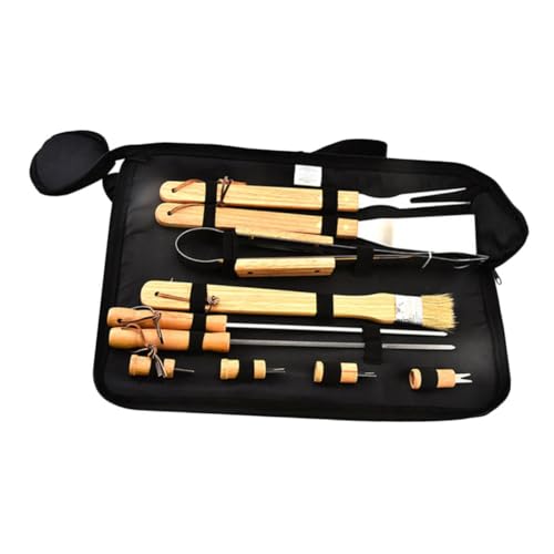 Kit para Parrilla 10 piezas acero inoxidable con mango de madera miniatura 1