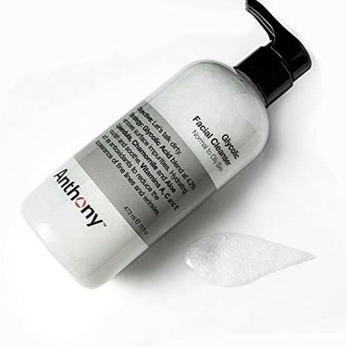 Anthony Glycolic Facial Cleanser For Men – Daily Cleansing Face Wash And Shave Prep – Hydrating, Exfoliating, And Gentle On Sensitive Skin – Non-Foaming, 16 Fl Oz #TOP5