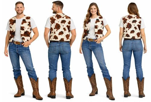 Costume de cowboy western pour adulte avec imprimé buffle Taille S à M