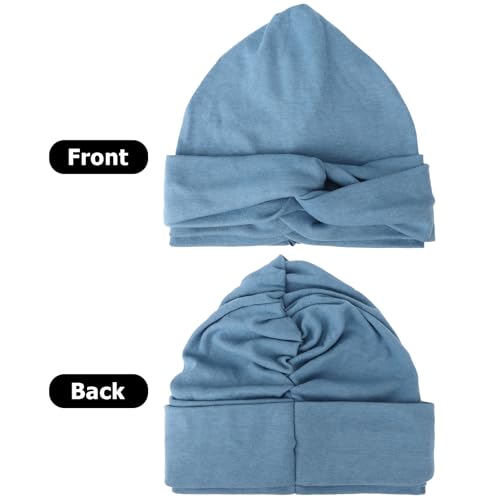 Image of DRESHOW African Women Turban Head Wrap Cross Knot Headwear Twisted Hair Cover Wrap Bonnet Hair Loss Hat for Women Chemo Cap for Cancer Patient