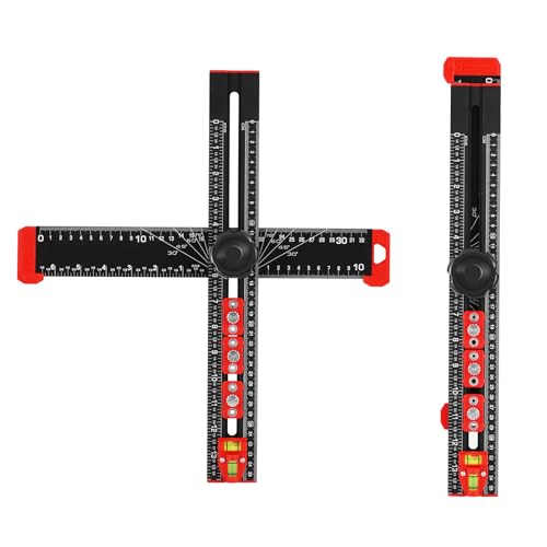YJINGRUI 4 in 1 Drilling Positioning T Square Ruler 35.6cm/14in, Angle Ruler for Woodworking Installation of Drawer Handles