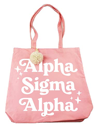 Sorority Shop Alpha Sigma Alpha Retro Pom Pom Tote Bag