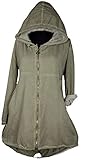  Italy Donna Damen Sommer Lagenlook Kapuze Mantel Jacke Blazer Kardigan 42 44 46 48 50 52 54 56 M L XL XXL 3XL 3D Silber Print Urlaub Strand Khaki Grün (44)