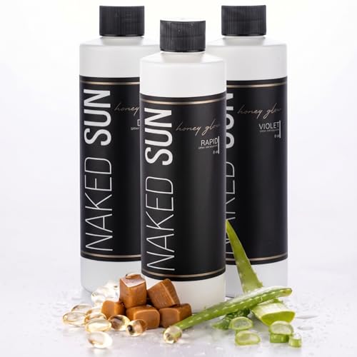 Naked Sun Spray Tan Machine Kit with Tent – HVLP Spray Tanning System, Portable Spray Tan Tent, Professional Sunless Tanning Kit with 3 Solutions (Dark, Rapid, Violet) & LED Spray Gun