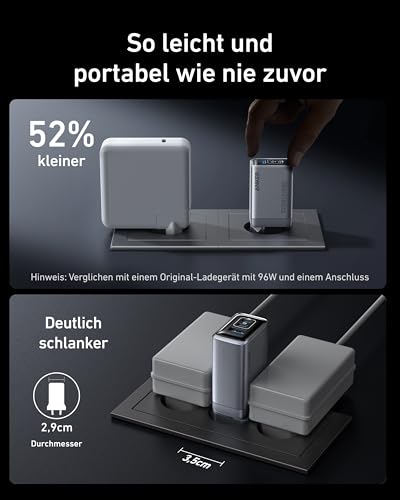 Anker Prime Ladegerät, 100W USB-C Ladegerät, 3 Port GaN faltbares und kompaktes Anker Wandladegerät, für MacBook, iPad, iPhone Modelle iPhone 17/16/15 Series, Galaxy S24/S23 und mehr