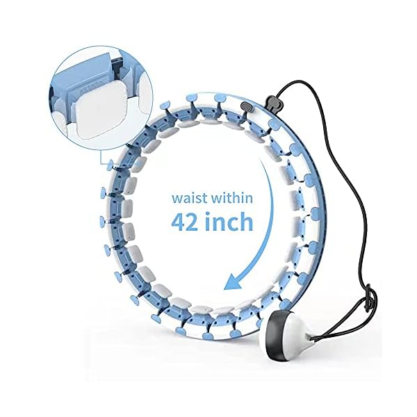 Rkvijl-Hula-Hoops-for-Adults-Weight-Loss-New-2-in-1-Massage-Fitness-Hoola-Hoop-Weighted-Hula-Hoop-with-Detachable-Knots-Adjustable-Gravity-Spinning-Ball Rkvijl Fit Hoop Weighted Hoola Hoop Exercise Hoola Hoop for Adults Weight Loss Infinity Hoop Smart Weighted Hula Hoop Plus Size Detachable Hula Hoops for Adults (Blue&White)