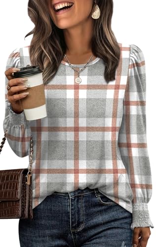 XIEERDUO Blouses for Women Dressy Casual Long Sleeve Shirts Fashion Clothing Puff Sleeve Tunic Tops with Smocked Cuffs