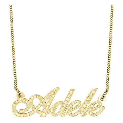 RESVIVI Personalized Sparkling CZ Diamond Cut Name Necklace Custom Made with Any Name Pendant Necklace for Women Cover