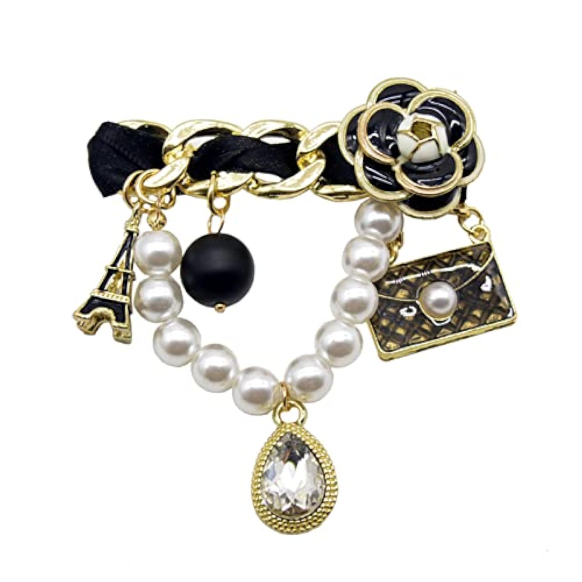 Vintage Eiffel Tower Pearl Brooch for Weddings and Banquets