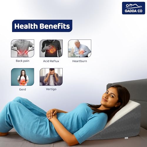 Image of GADDA CO Wedge Pillows for Bed | Premium Memory Foam Orthopedic Wedge Cushion for Sleeping, Acid Reflux & GERD Relief | Back Pain, Snoring & Leg Elevation | Pregnancy Support | White & Grey
