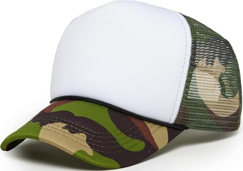 Image of Funky Junque Foam Trucker Hat, Trucker Hats for Women & Men - Blank Adjustable Snapback Mesh Back Baseball Cap
