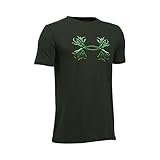 Under Armour Boys' Antler Logo T-Shirt, Artillery Green/Black, Youth Large