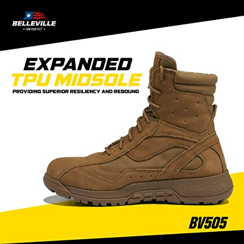 Belleville BV505 8” AMRAP Athletic Field Military Boots - Coyote Brown Leather & Nylon Boots for Men - Moisture-Wicking Lining - TPU Midsole - Rubber Outsole3