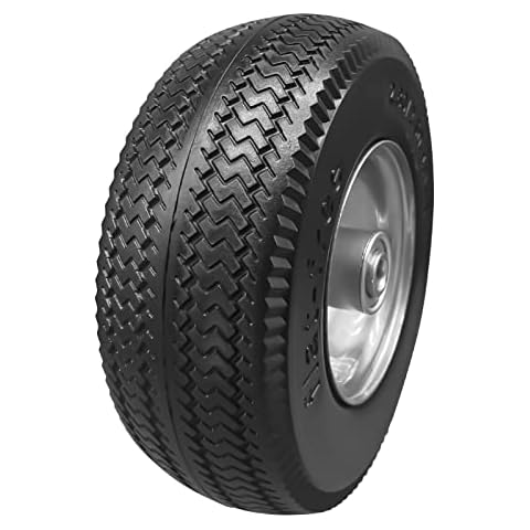 BAIVE BW 8.5" Flat Free Solid Polyurethane Tire and Wheel, 2.80/2.50-4 PU Airless Tires with 1/2" Ball Bearings, 3" Centered Hub for Hand Truck/Utility Cart/Dollies/Garden Trailers/Various Carts, 1 Pc Cover