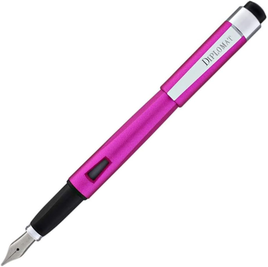 DIPLOMAT - Magnum Steel Fountain Pen - Pink - Simple & Lightweight - Smooth and Comfortable Writing - Elegant Look - Stainless Steel - Traditional Craftsmanship - D40909025