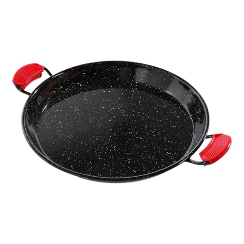 Camp&Fire Enamelled Carbon Steel Paella Pan - 38cm (15inch) Non-Stick, Rust-Free Traditional Spanish Pan for Rice, Seafood & Outdoor Cooking - Includes Silicone Hot Handle Holders.