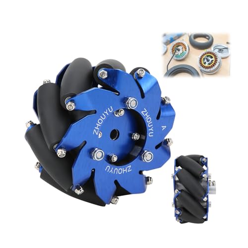 4in Mecanum Wheel,Mecanum Wheel Right Wheel 50mm 30KG Load Wheel 45 Degree Directional Wheel Robot Drive Wheel with Wheel Coupling Robot Parts for Intelligent Robot Car Component