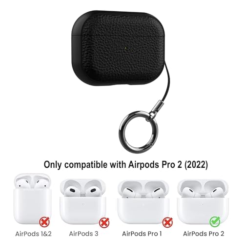 Image of YODI Case Cover for Airpods Pro|Pro 2|Airpods Pro 3|Airpods 4 Pouch, Silicone Cases with Cleaner Kit 360 Drop Protection,Shock-Resistant ((Leather-Black), Airpods Pro /Pro 2)