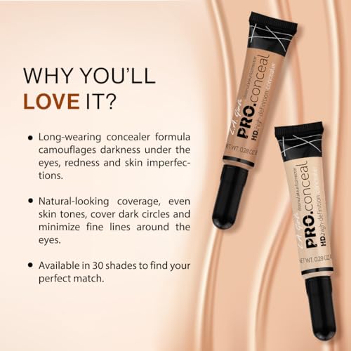 L.A GIRL Pro Natural High Definition Concealer Cream (1, GC 975 Medium Bisque) - Image 2