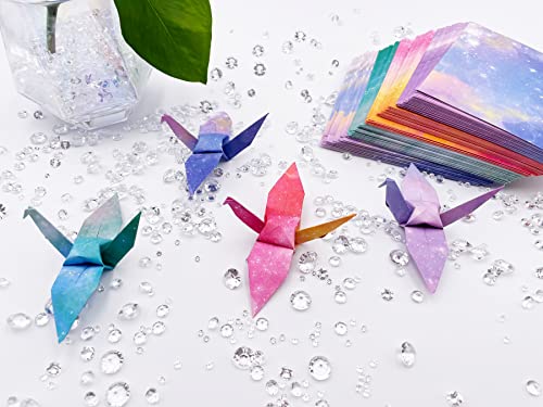 Nhbtykl 400 Sheets Origami Paper Kit 3.75Inch Square Double Sided Sky Scrapbook Folding Paper Each Contains Four Different Designs Galaxy Pattern Origami For Arts And Crafts School Kids Teachers #TOP7