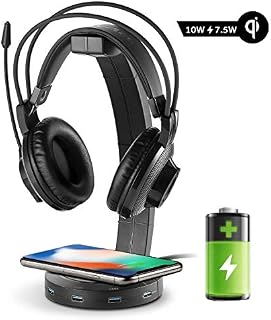 EasyAcc Wireless Charging with Headphone Stand with 18W Output USB 3.0 Charging Port